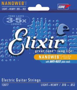 Elixir NanoWeb 10-52 Light-Heavy - struny do gitary elektrycznej